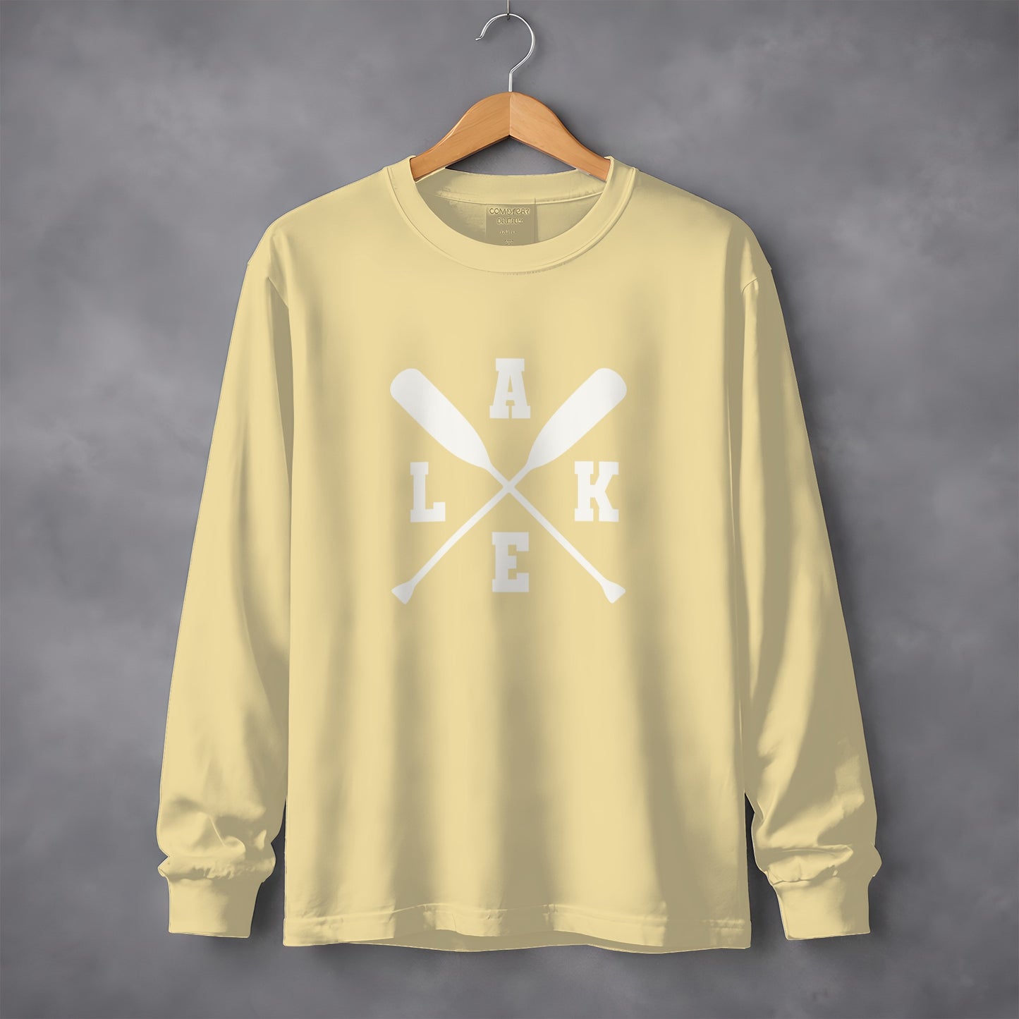 Stylish Yellow Long Sleeve Lake Themed Shirt