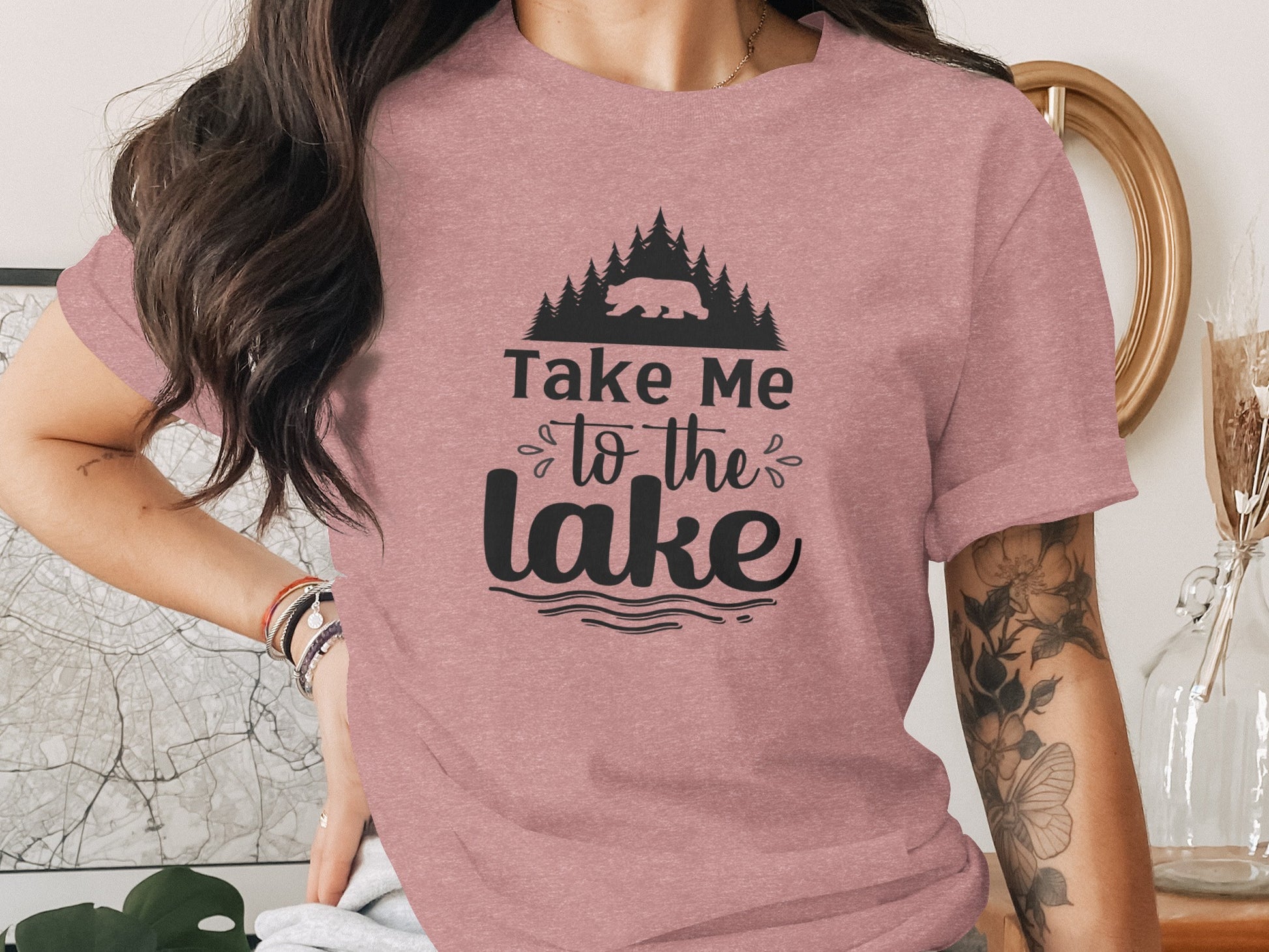 Take Me To the Lake Bear and Trees Design T-Shirt T-Shirt - Outdoor & Adventure Collection - Mile Marker 16 Gear by Cloud 16 Clothing Co.