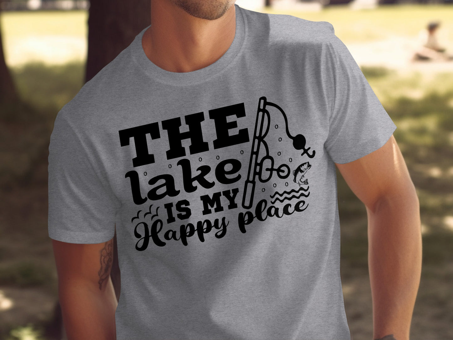 The Lake Is My Happy Place Fishing Illustration T-Shirt T-Shirt - Outdoor & Adventure Collection - Mile Marker 16 Gear by Cloud 16 Clothing Co.