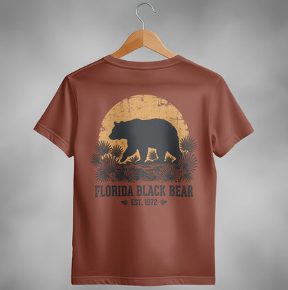 Brown t-shirt with black bear silhouette and "Florida Black Bear" text.