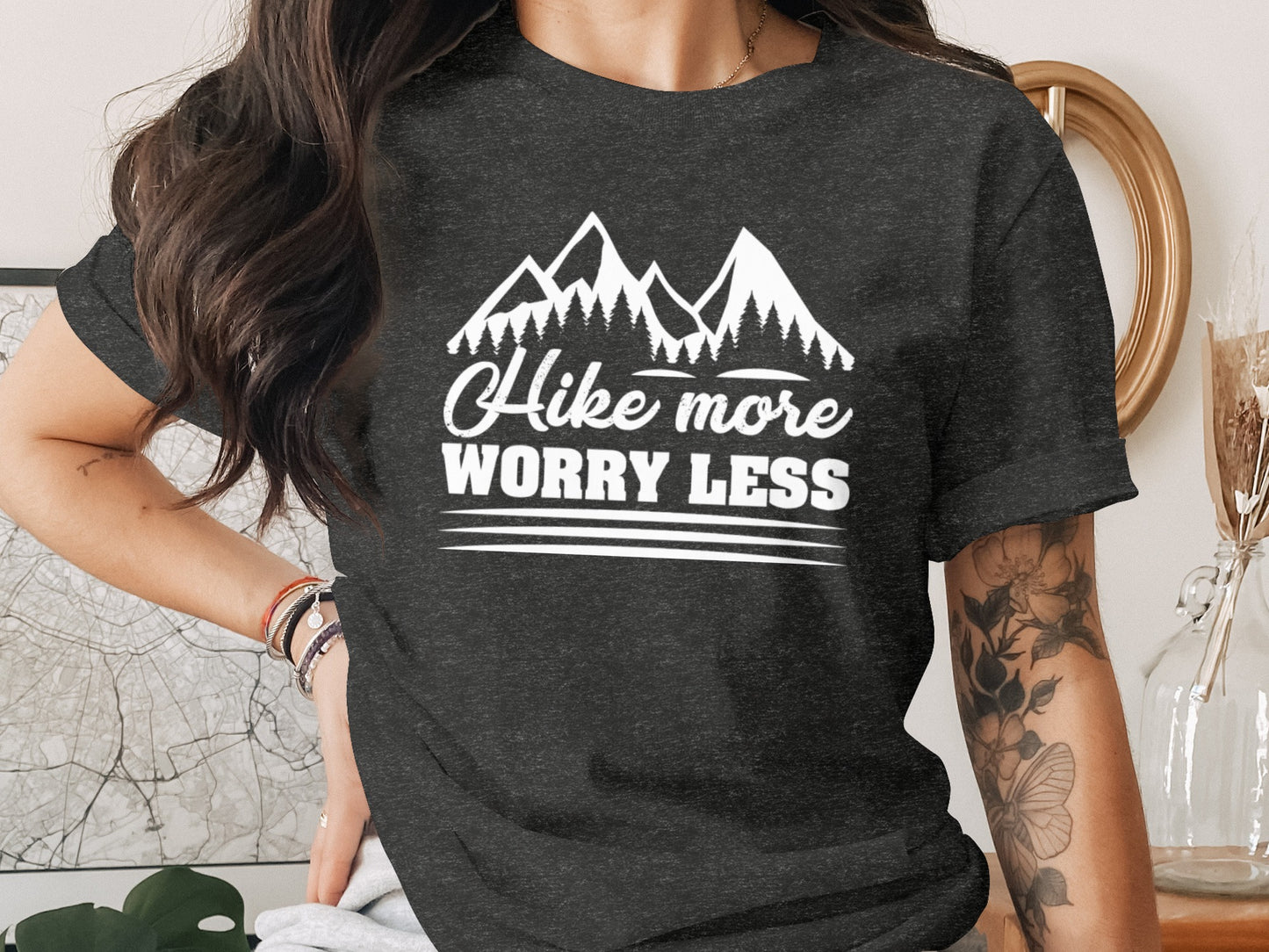 Hike More Worry Less Mountain Graphic Adventure T-Shirt T-Shirt - Outdoor & Adventure Collection - Mile Marker 16 Gear by Cloud 16 Clothing Co.