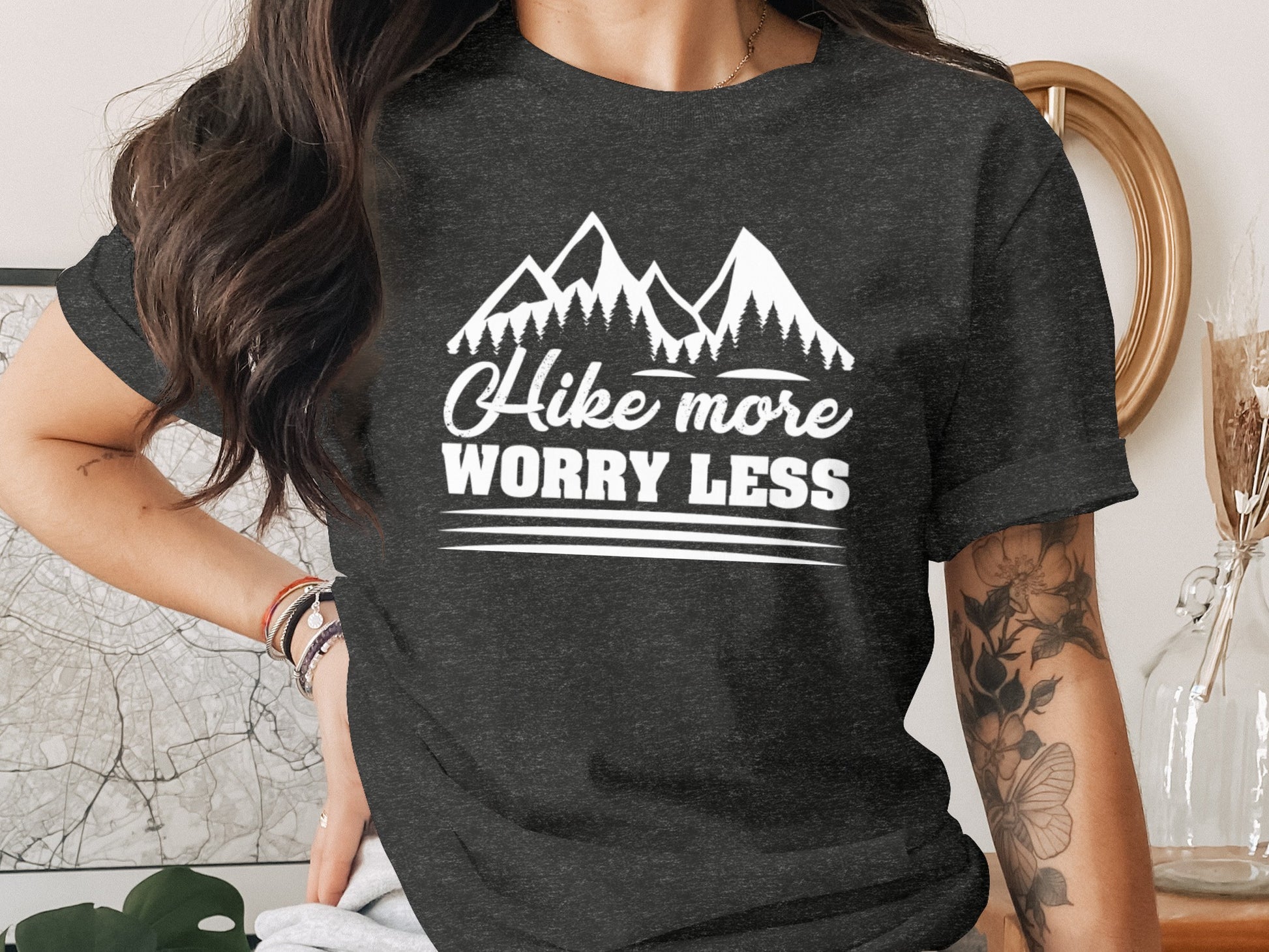 Hike More Worry Less Mountain Graphic Adventure T-Shirt T-Shirt - Outdoor & Adventure Collection - Mile Marker 16 Gear by Cloud 16 Clothing Co.
