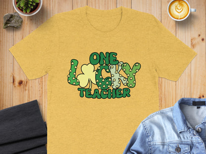 One Lucky Teacher Shamrock Graphic Tee Product