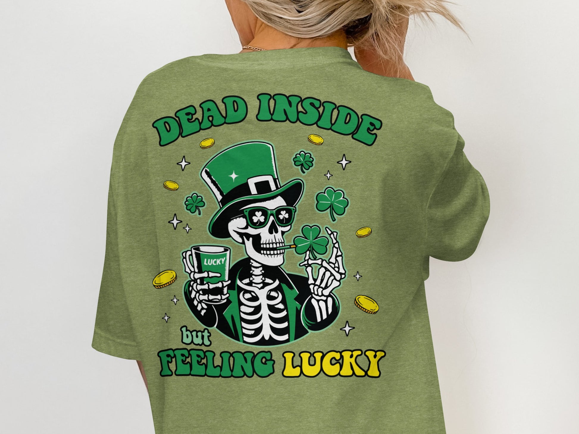 Scrappy Malone's Bar, Unique Design, Other Products, Bar Decor, Irish Theme, Lucky Clover Design, St Patricks Day Gift, Green, Circle T-Shirt - Scrappy Malone's Bar 100-Proof Humor - Cloud 16 Clothing Co.