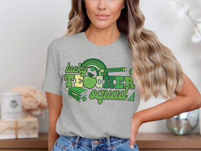 Lucky Teacher Squad Graphic Tee Fashionable Apparel