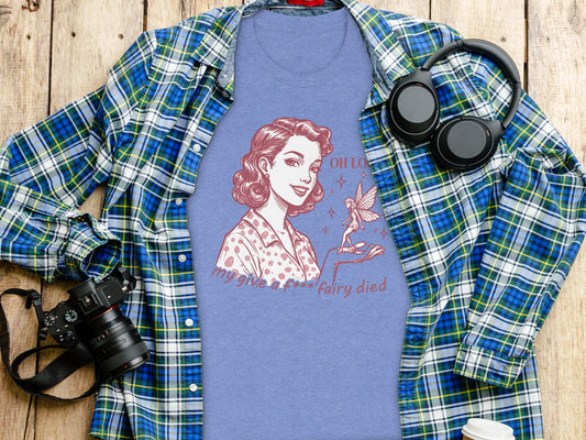 Vintage Oh Lord My Give a Damn Fairy Died Graphic Tee