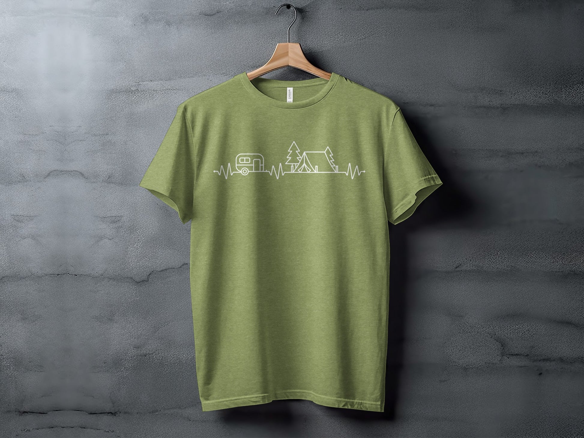 Camping Heartbeat Graphic Summer Outdoor Adventure T-Shirt T-Shirt - Outdoor & Adventure Collection - Mile Marker 16 Gear by Cloud 16 Clothing Co.