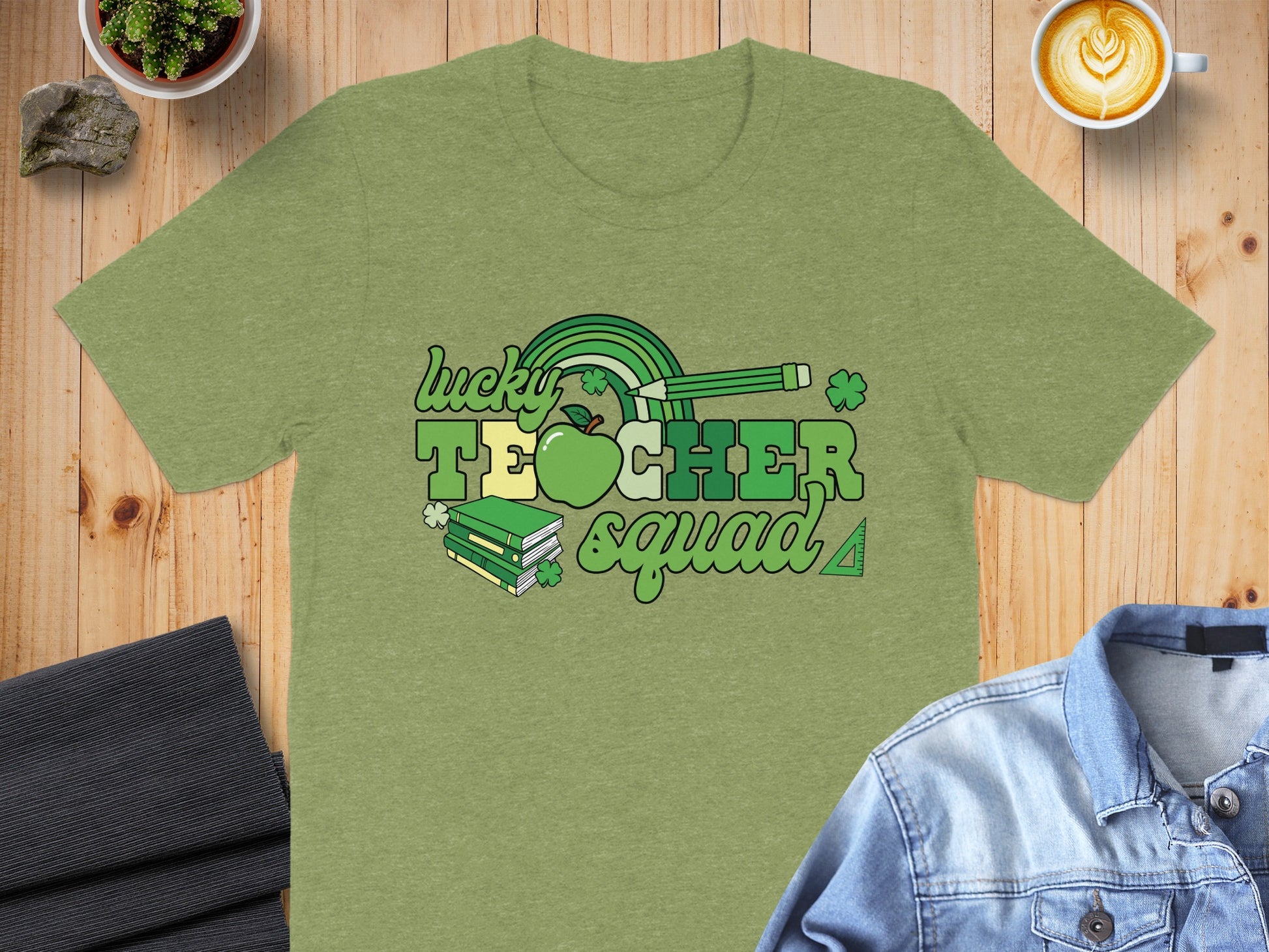 Lucky Teacher Squad Green Graphic Tee Product