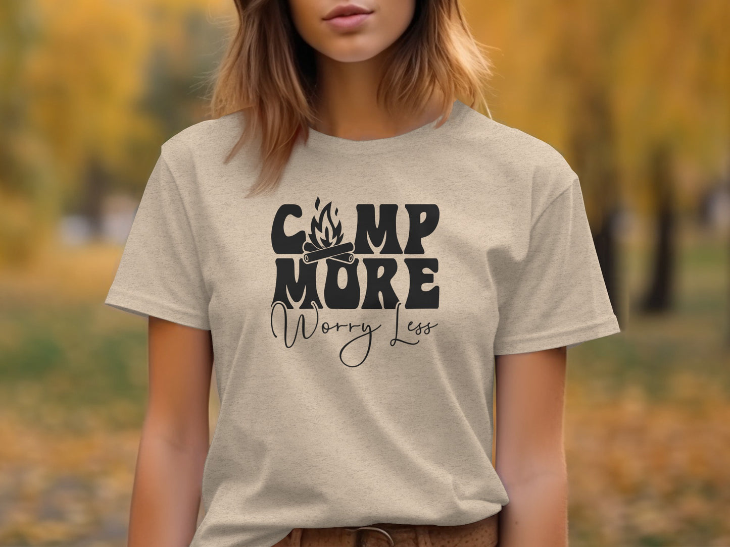 Camp More Worry Less Graphic Camping Adventure T-Shirt T-Shirt - Outdoor & Adventure Collection - Mile Marker 16 Gear by Cloud 16 Clothing Co.