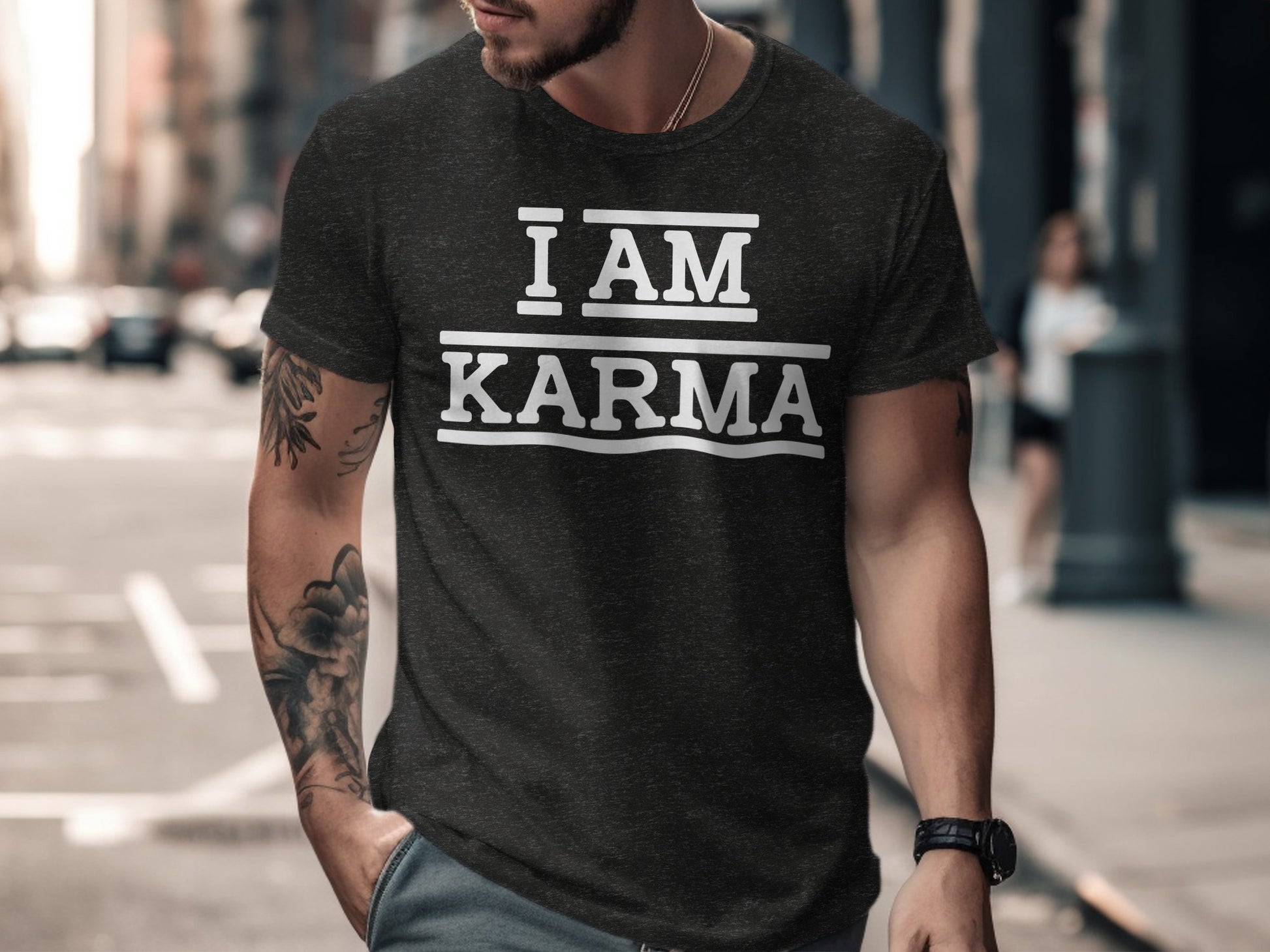 I AM KARMA Bold Statement Graphic T-shirt