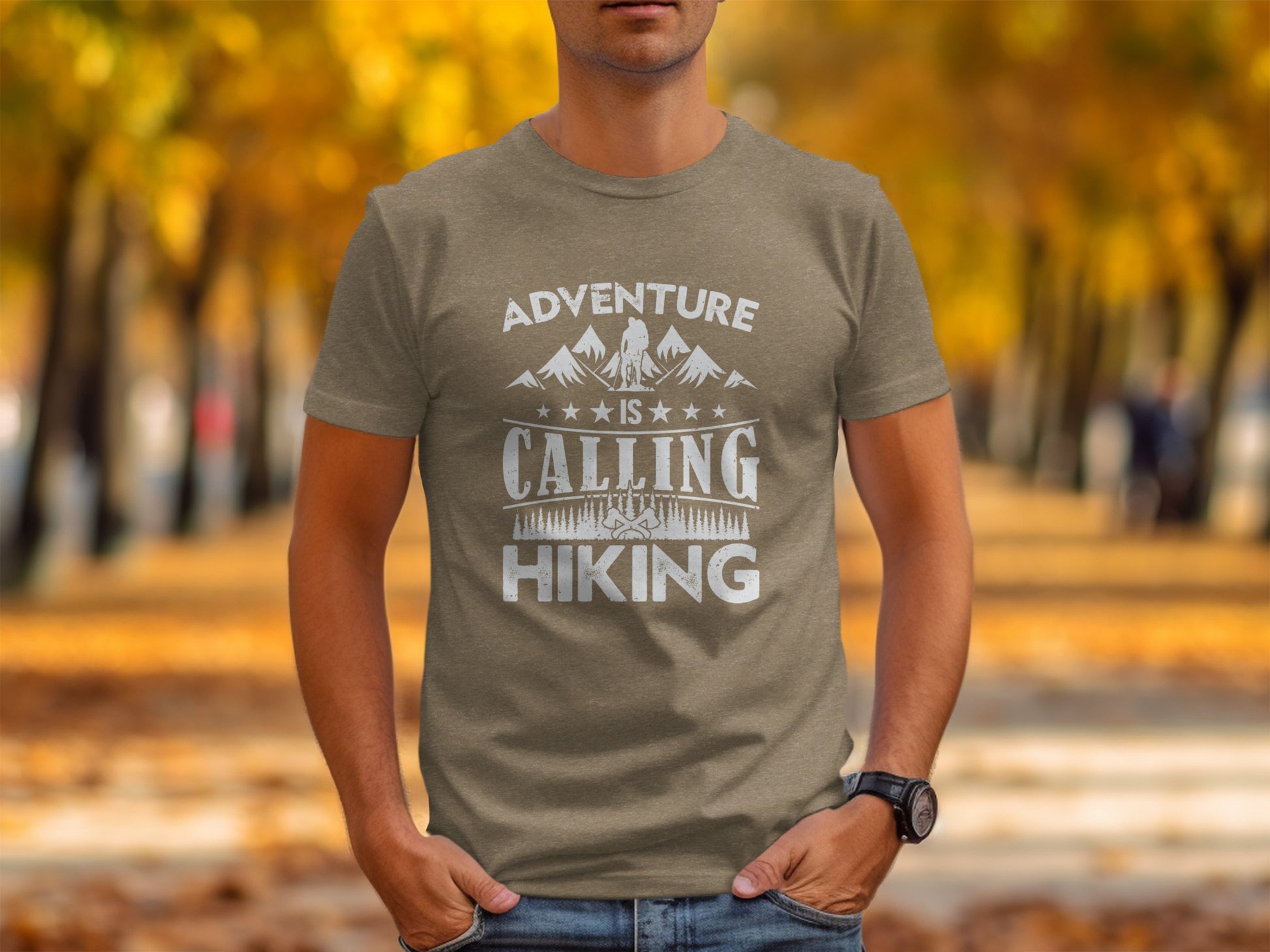 Adventure Is Calling Hiking Graphic Design T-Shirt T-Shirt - Outdoor & Adventure Collection - Mile Marker 16 Gear by Cloud 16 Clothing Co.