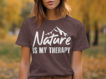 Nature is my Therapy White Text with Mountain T-Shirt T-Shirt - Outdoor & Adventure Collection - Mile Marker 16 Gear by Cloud 16 Clothing Co.