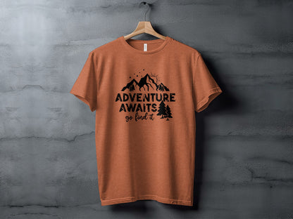 Adventure Awaits Go Find It Mountains Trees and Sun T-Shirt T-Shirt - Outdoor & Adventure Collection - Mile Marker 16 Gear by Cloud 16 Clothing Co.