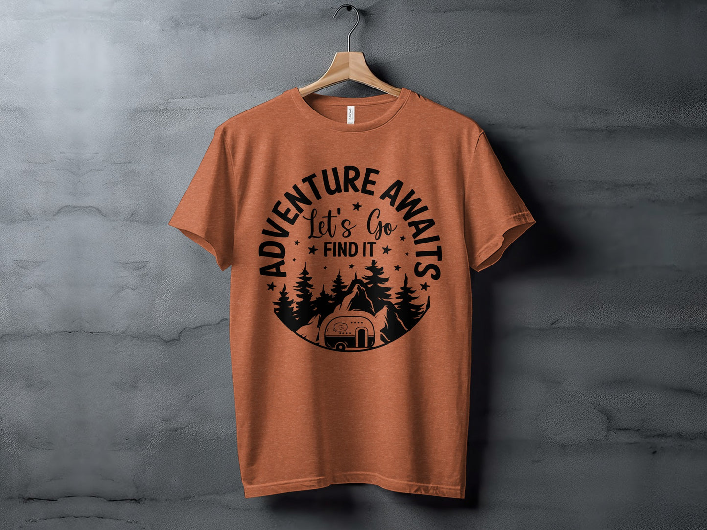 Adventure Awaits Let's Go Find It Silhouette Camper T-Shirt T-Shirt - Outdoor & Adventure Collection - Mile Marker 16 Gear by Cloud 16 Clothing Co.