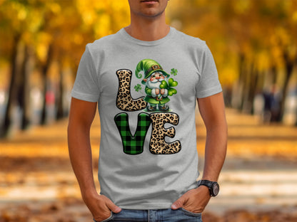Love Gnome Shamrock Graphic T-Shirt for St. Patrick's Day