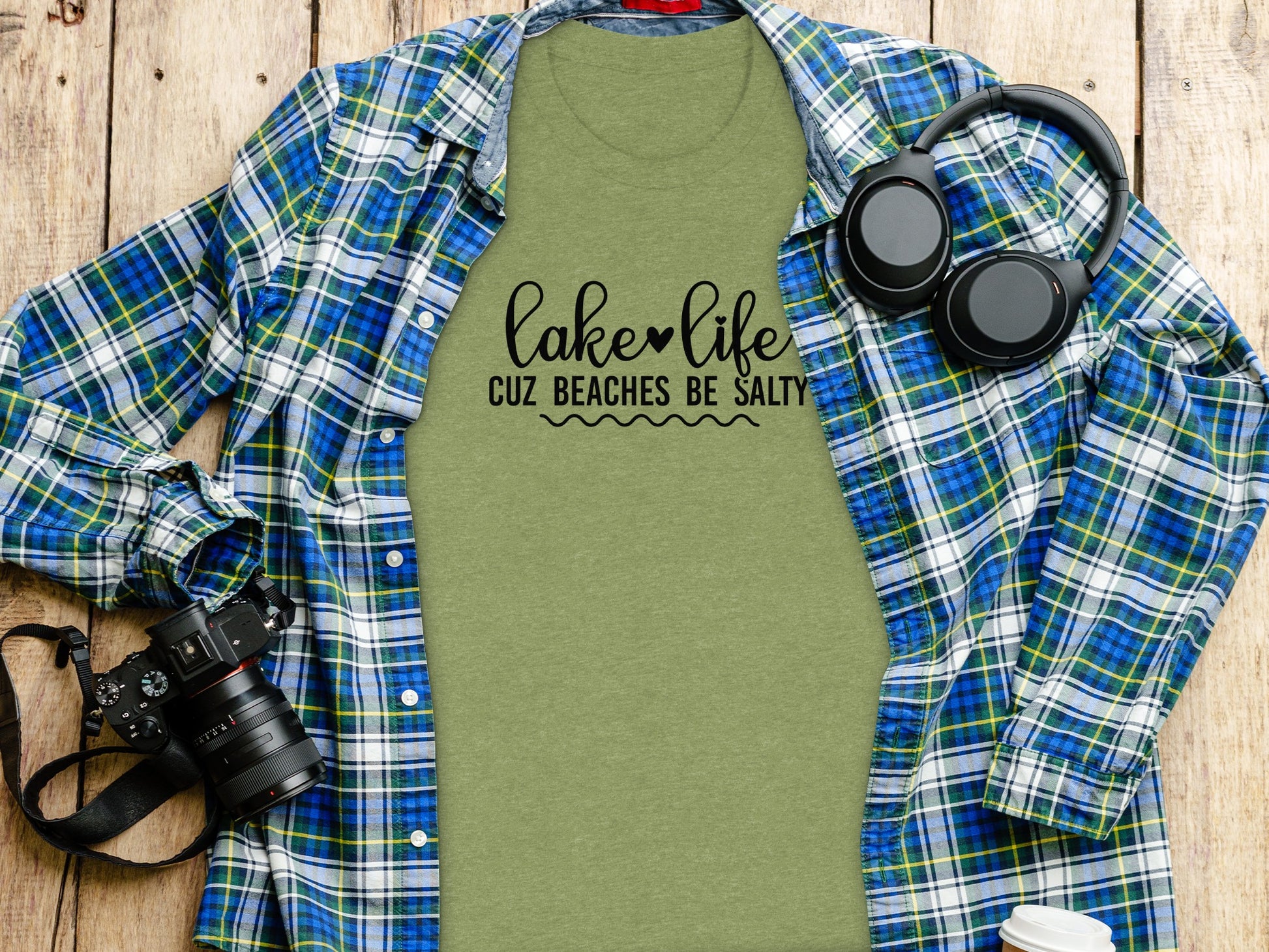 Lake Life Cuz Beaches Be Salty Slogan T-Shirt T-Shirt - Outdoor & Adventure Collection - Mile Marker 16 Gear by Cloud 16 Clothing Co.