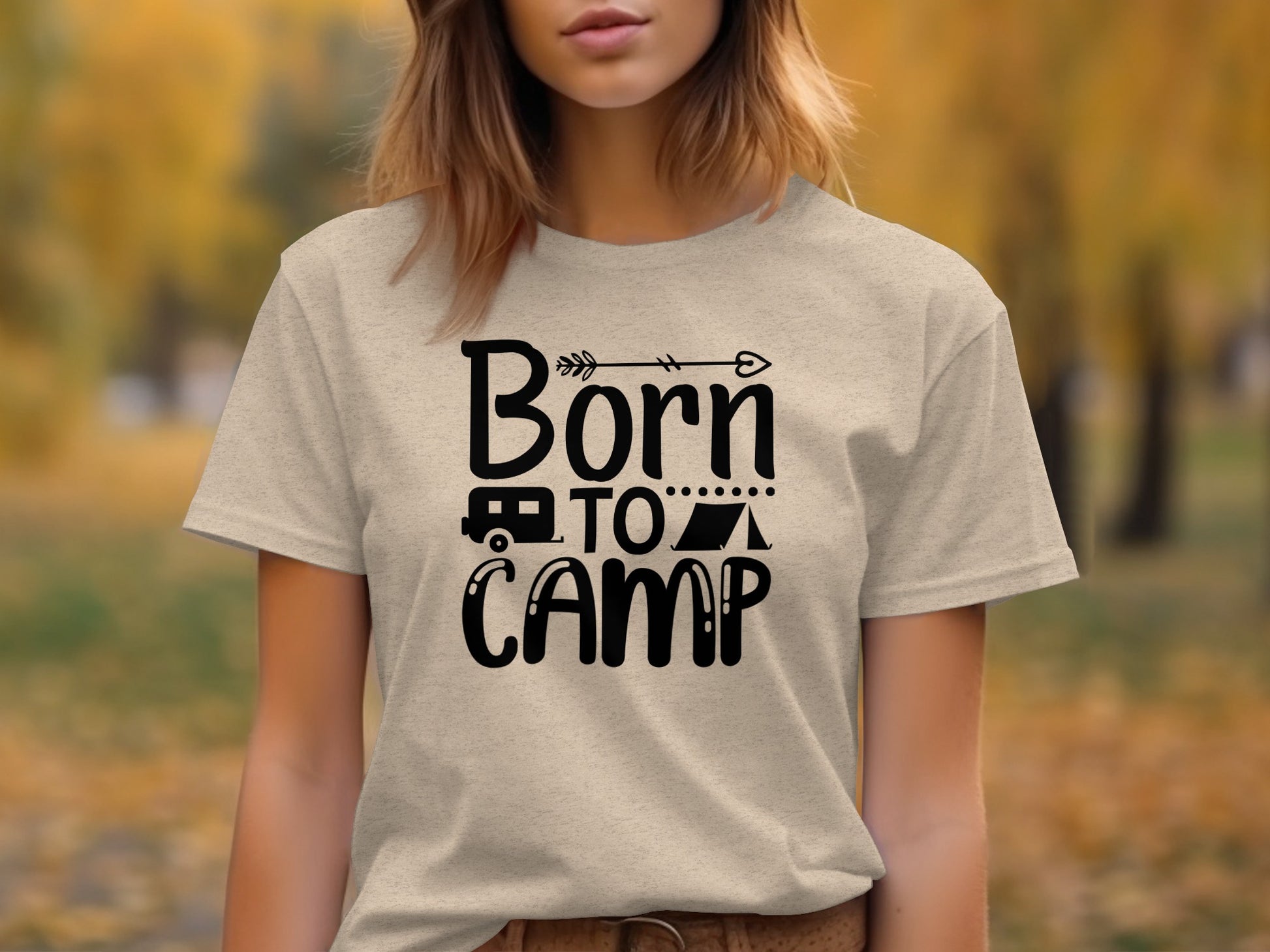 Born To Camp With Tent And Camper Fun Outdoors T-Shirt T-Shirt - Outdoor & Adventure Collection - Mile Marker 16 Gear by Cloud 16 Clothing Co.