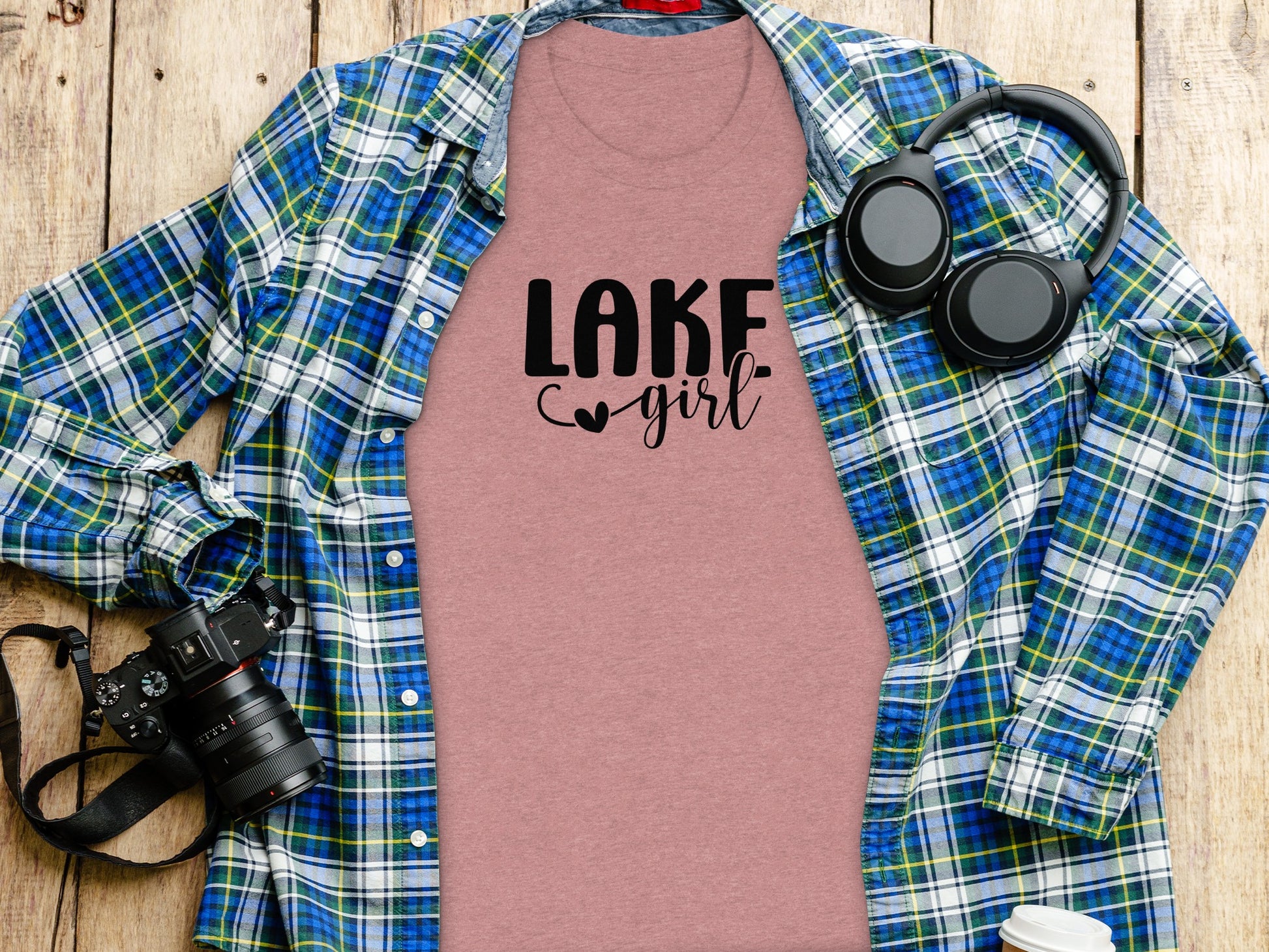 Lake Heart Girl Graphic Summer Vacation Outfit T-Shirt T-Shirt - Outdoor & Adventure Collection - Mile Marker 16 Gear by Cloud 16 Clothing Co.