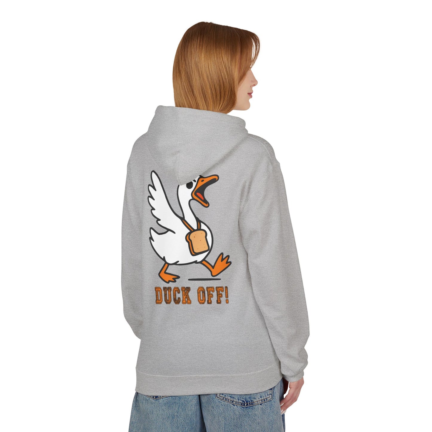Duck Off Funny Hoodie - Unisex Fleece Pullover for Animal Lovers