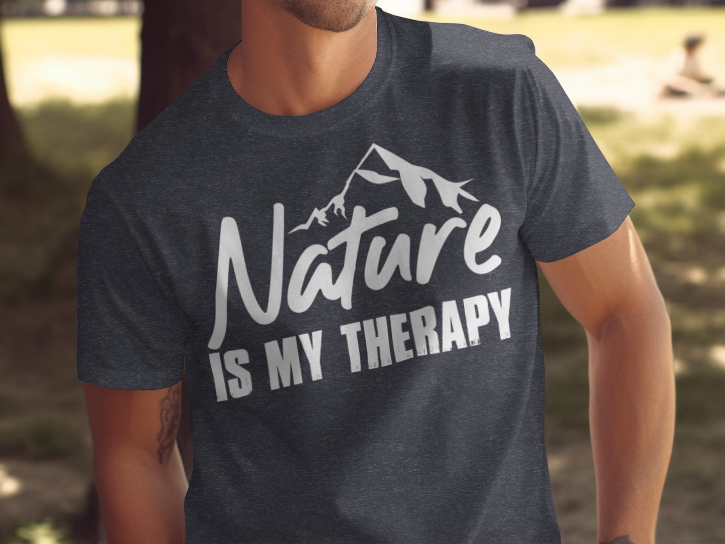Nature is my Therapy White Text with Mountain T-Shirt T-Shirt - Outdoor & Adventure Collection - Mile Marker 16 Gear by Cloud 16 Clothing Co.