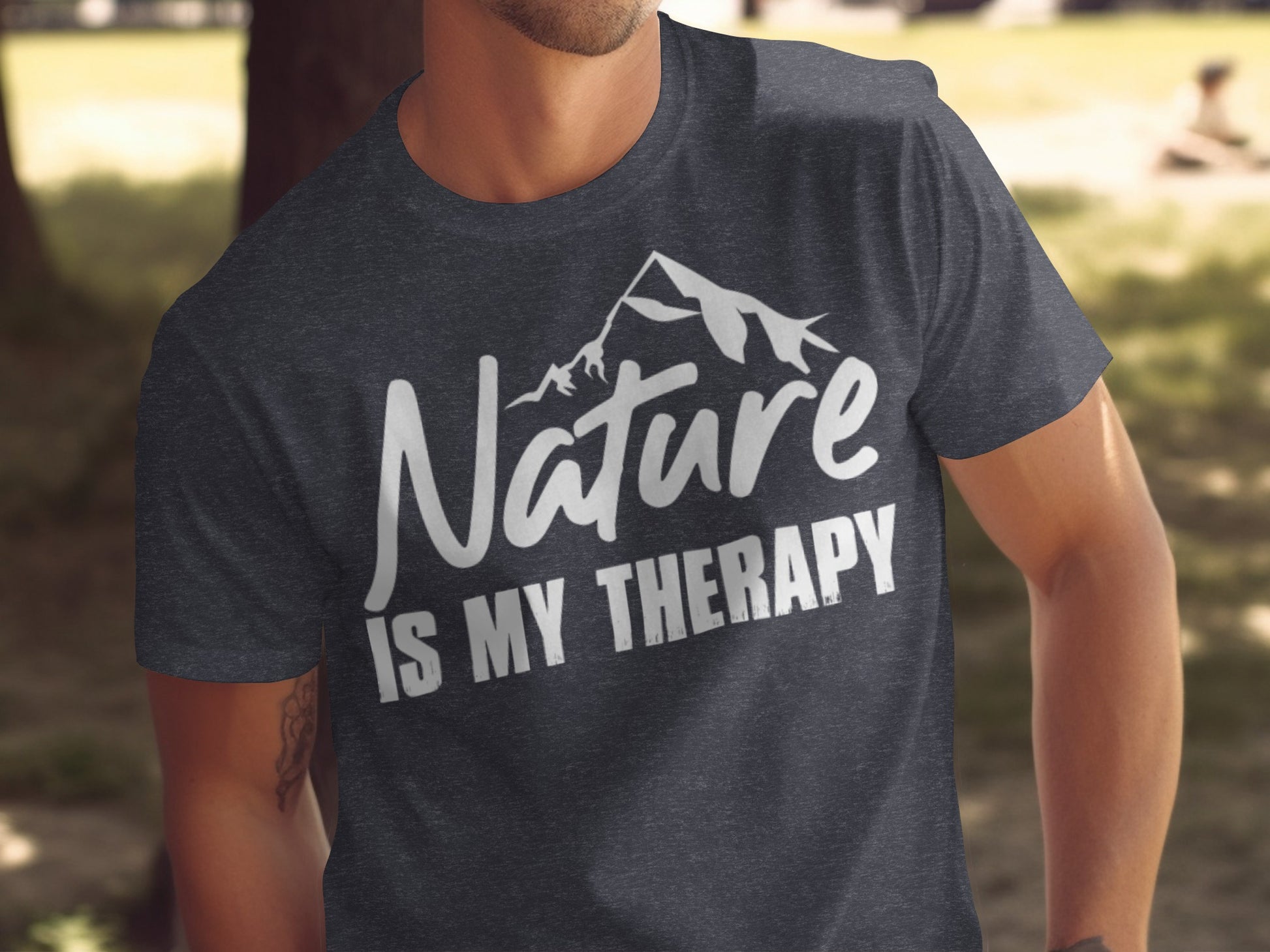 Nature is my Therapy White Text with Mountain T-Shirt T-Shirt - Outdoor & Adventure Collection - Mile Marker 16 Gear by Cloud 16 Clothing Co.