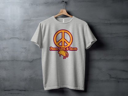 Peace Love & Tacos Graphic Tee Shirt Casual Top