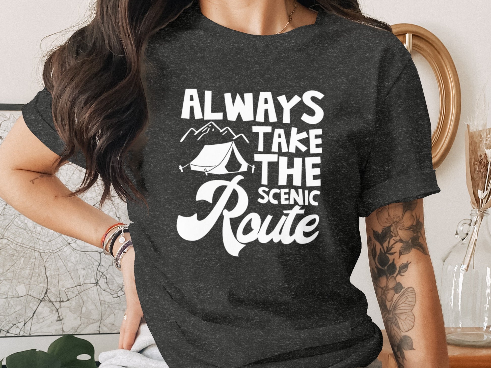 Always Take The Scenic Route Outdoors Camping Design T-Shirt T-Shirt - Outdoor & Adventure Collection - Mile Marker 16 Gear by Cloud 16 Clothing Co.