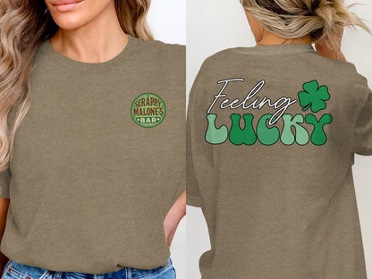 Scrappy Malone's Bar, Irish Pub, Shamrock, Round, Green, Vintage T-Shirt - Scrappy Malone's Bar 100-Proof Humor - Cloud 16 Clothing Co.