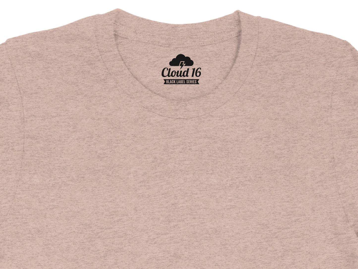 T-shirt neck with Cloud 16 logo and "Black Label Series" text.