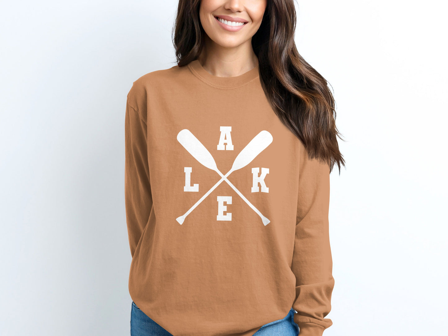 Lake Themed Long Sleeve Graphic Shirt Product