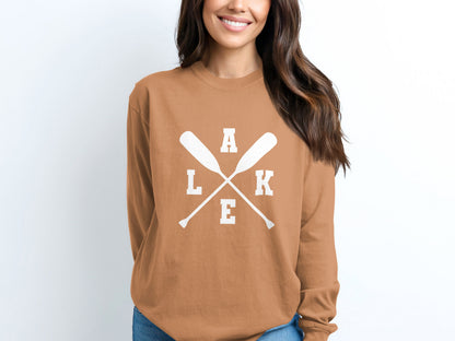 Lake Themed Long Sleeve Graphic Shirt Product