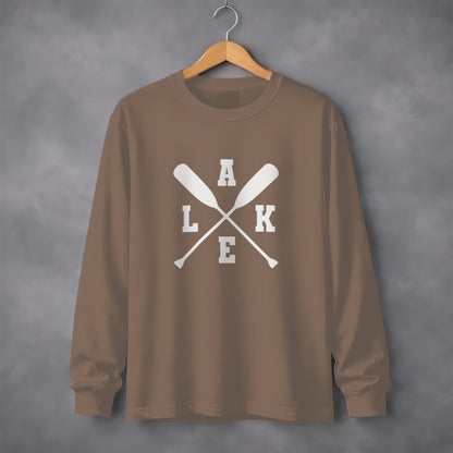 Stylish Brown Long Sleeve Shirt with Lake Symbol Design