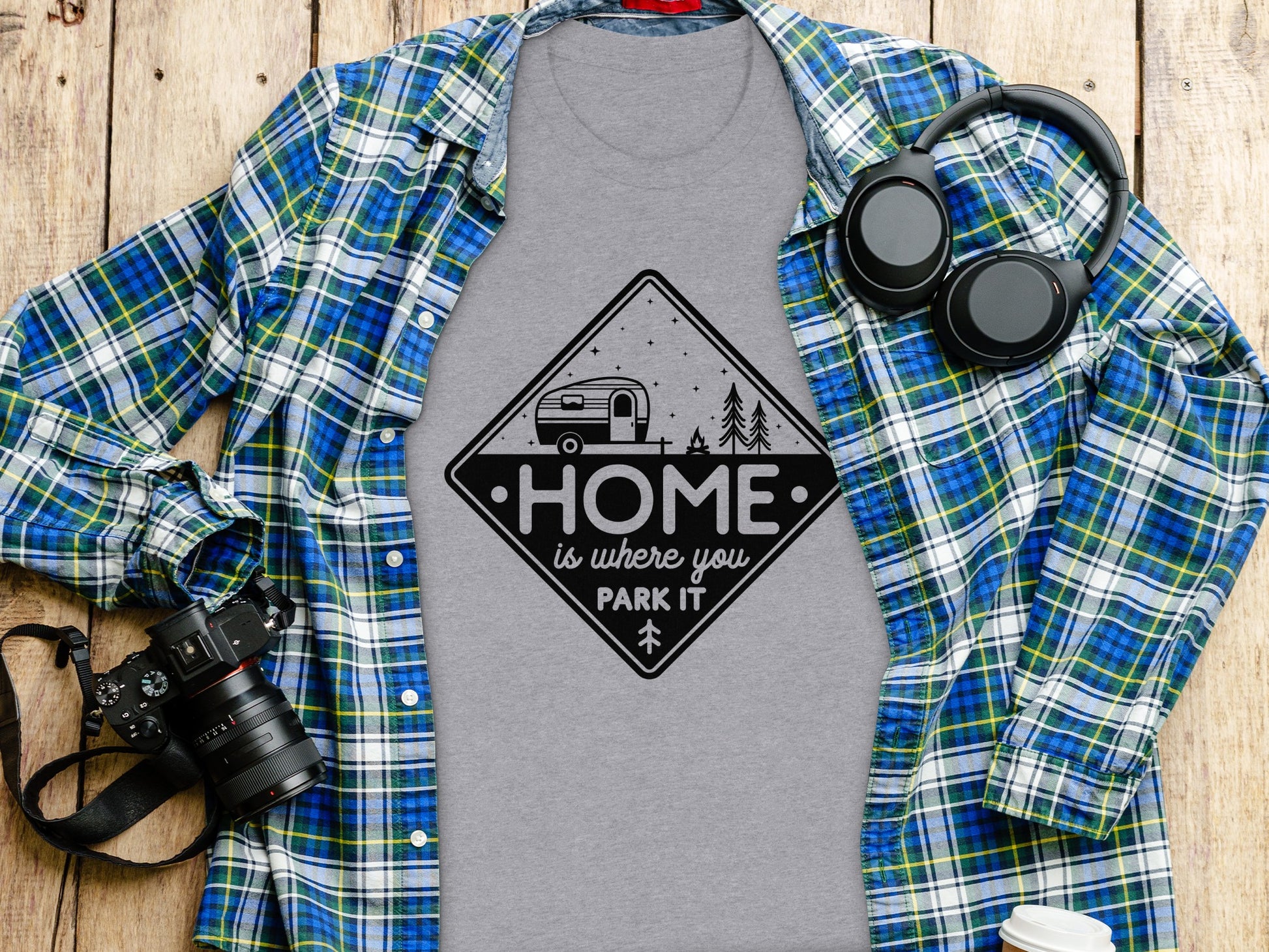 Home Is Where You Park It Camping RV Adventure T-Shirt T-Shirt - Outdoor & Adventure Collection - Mile Marker 16 Gear by Cloud 16 Clothing Co.