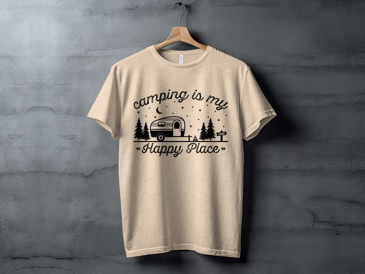 Camping Is My Happy Place Adventure Graphic T-Shirt T-Shirt - Outdoor & Adventure Collection - Mile Marker 16 Gear by Cloud 16 Clothing Co.