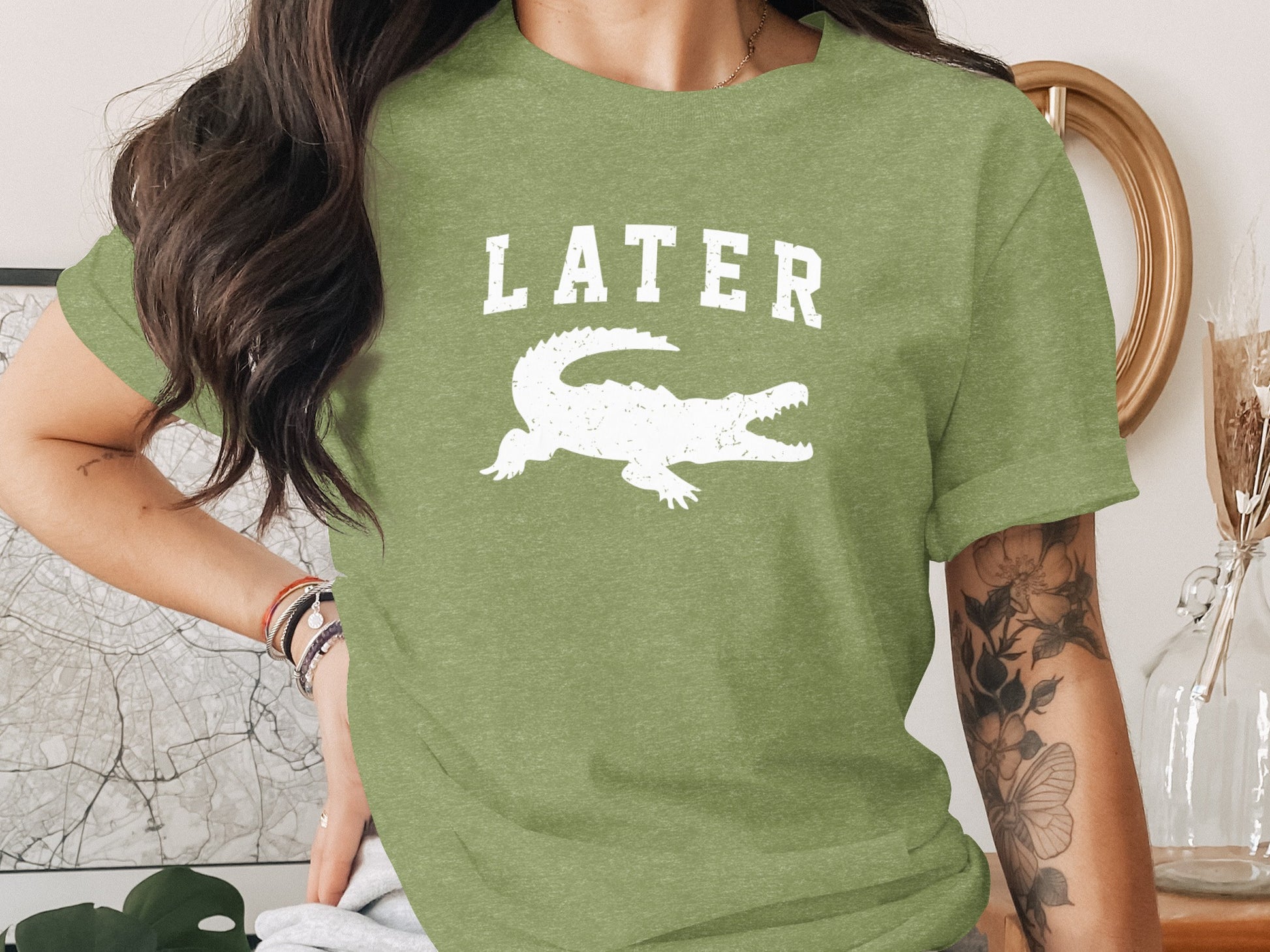 Later Crocodile Graphic Tee Casual Unisex Top
