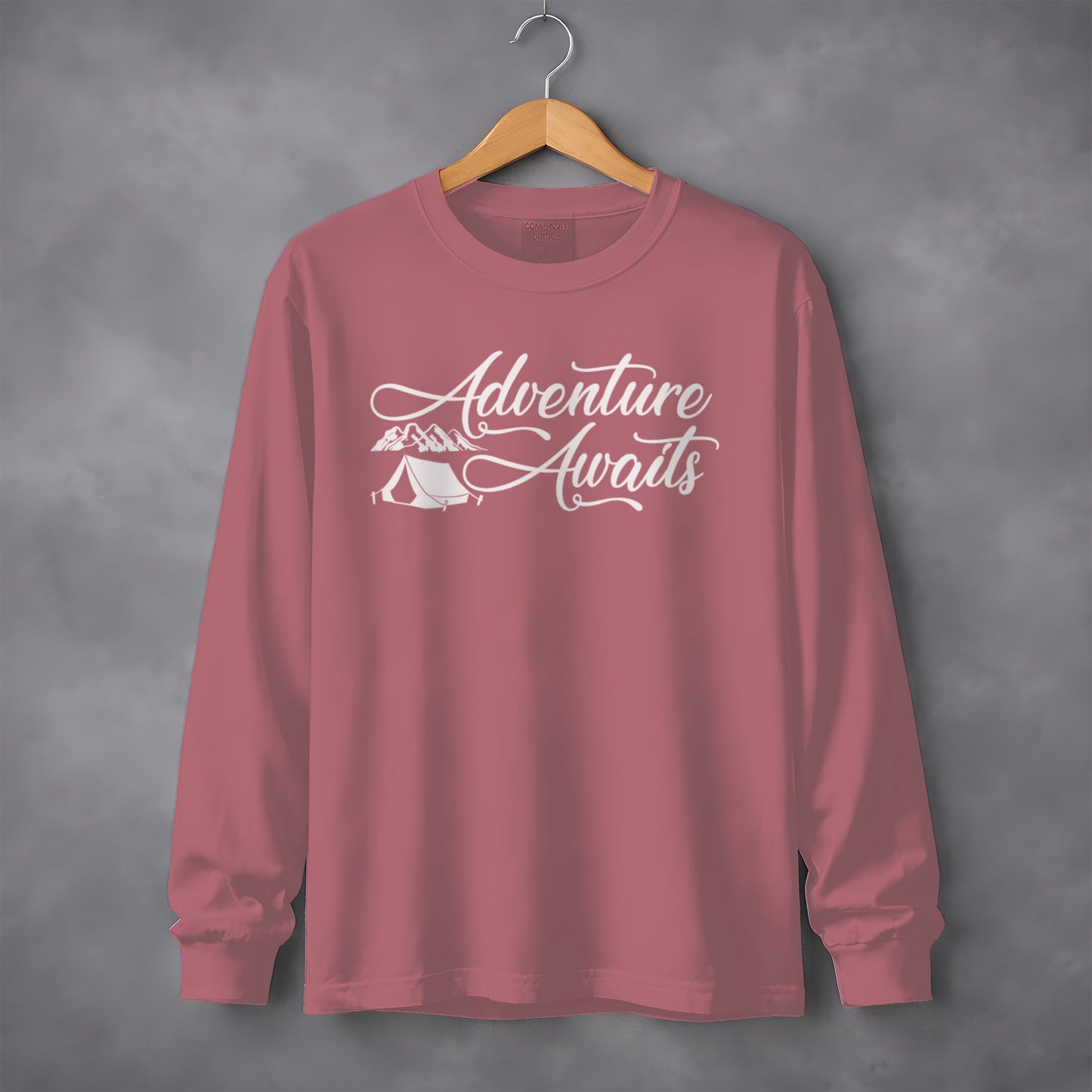 Adventure Awaits Long Sleeve Shirt with Camping Design