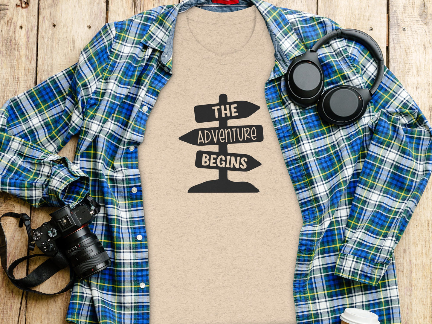 The Adventure Begins Arrow Signpost Graphic T-Shirt T-Shirt - Outdoor & Adventure Collection - Mile Marker 16 Gear by Cloud 16 Clothing Co.