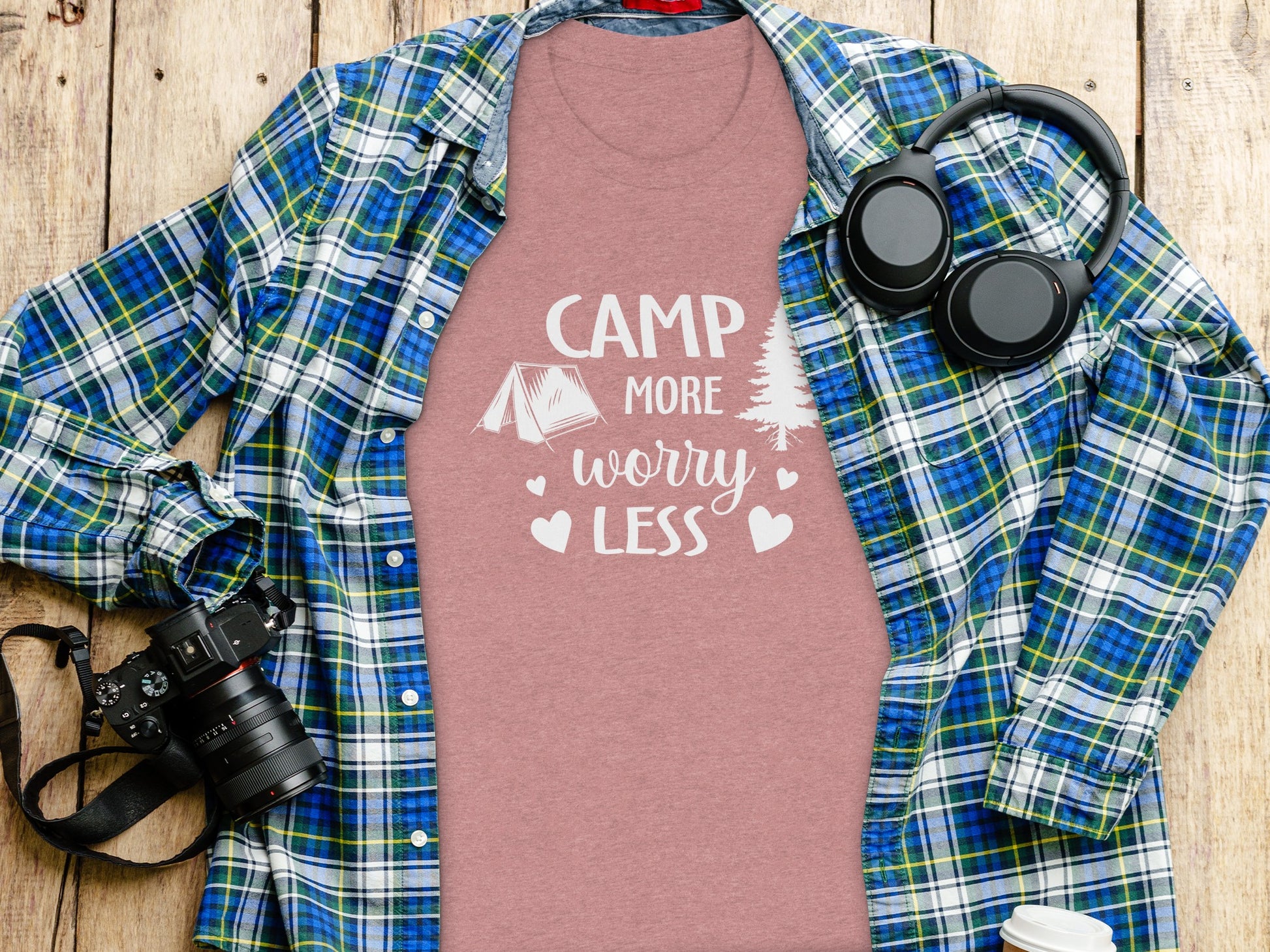 Camp More Worry Less Camping Adventure Graphic T-Shirt T-Shirt - Outdoor & Adventure Collection - Mile Marker 16 Gear by Cloud 16 Clothing Co.