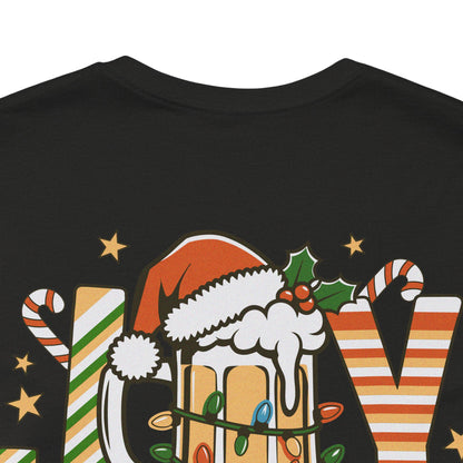 Scrappy Malone's Bar Christmas Tee — "Joy" Beer Mug Holiday Shirt