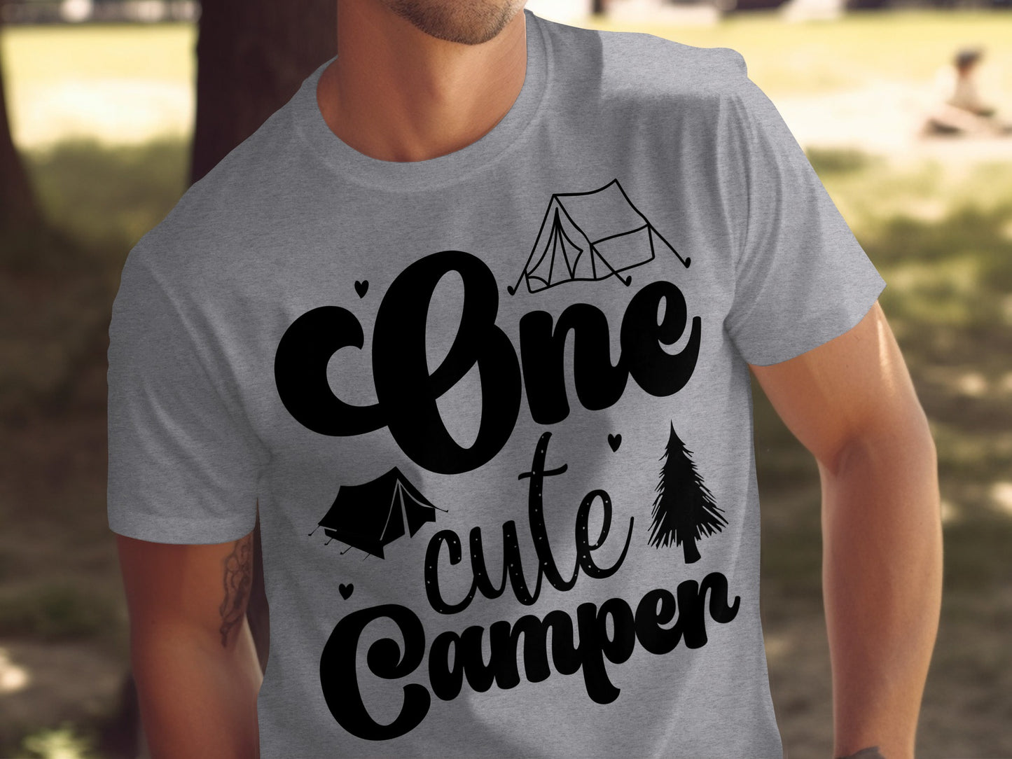 One Cute Camper Tent and Pine Tree Camping Design T-Shirt T-Shirt - Outdoor & Adventure Collection - Mile Marker 16 Gear by Cloud 16 Clothing Co.