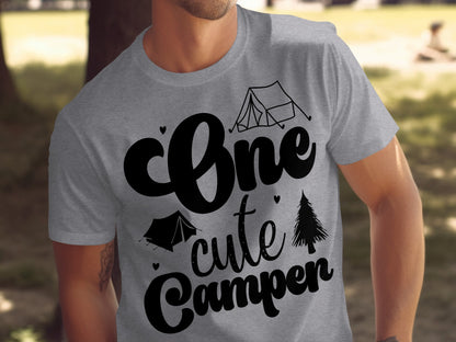 One Cute Camper Tent and Pine Tree Camping Design T-Shirt T-Shirt - Outdoor & Adventure Collection - Mile Marker 16 Gear by Cloud 16 Clothing Co.