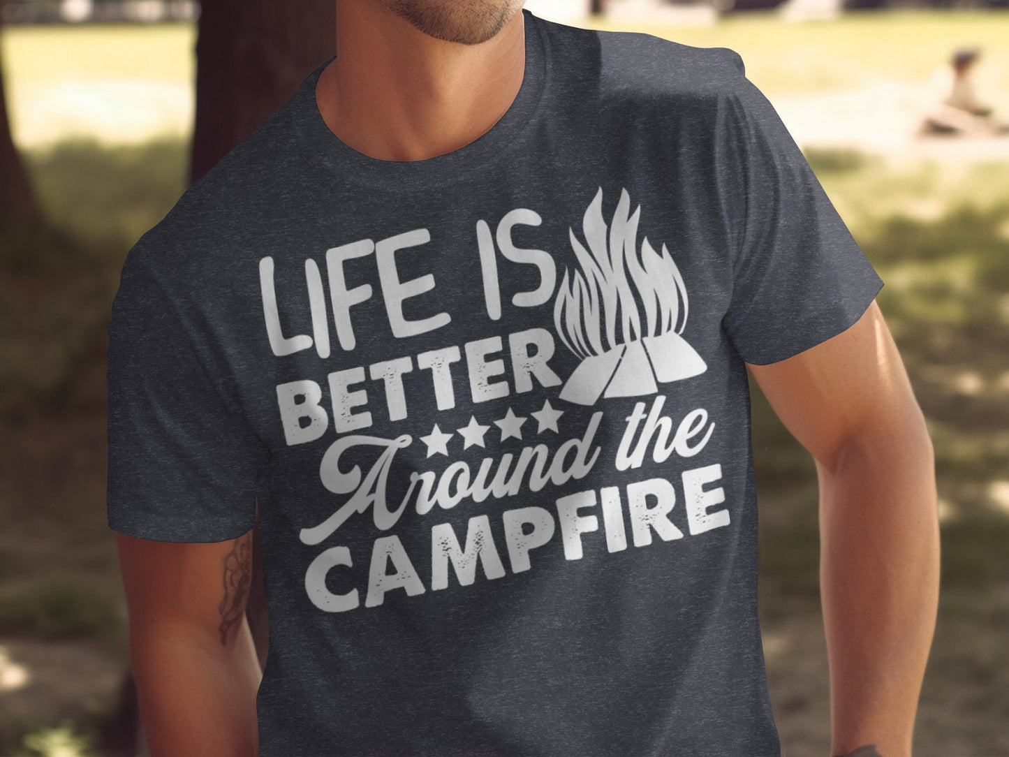 Life Is Better Around The Campfire Graphic Print T-Shirt T-Shirt - Outdoor & Adventure Collection - Mile Marker 16 Gear by Cloud 16 Clothing Co.