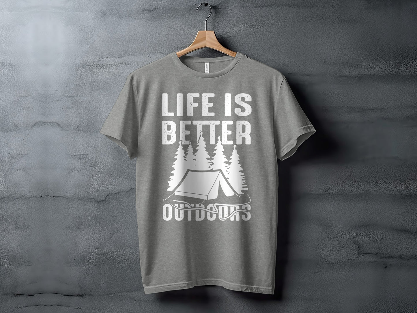 Life Is Better Outdoors Camping Tent Graphic Novelty T-Shirt T-Shirt - Outdoor & Adventure Collection - Mile Marker 16 Gear by Cloud 16 Clothing Co.