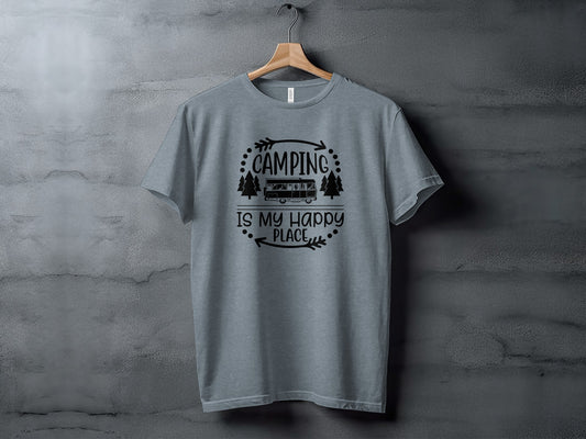 Camping is My Happy Place With Campervan T-Shirt T-Shirt - Outdoor & Adventure Collection - Mile Marker 16 Gear by Cloud 16 Clothing Co.