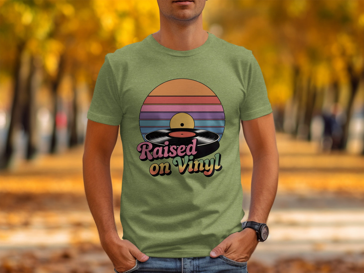 Raised on Vinyl Graphic T-Shirt Retro Music Lover