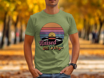 Raised on Vinyl Graphic T-Shirt Retro Music Lover