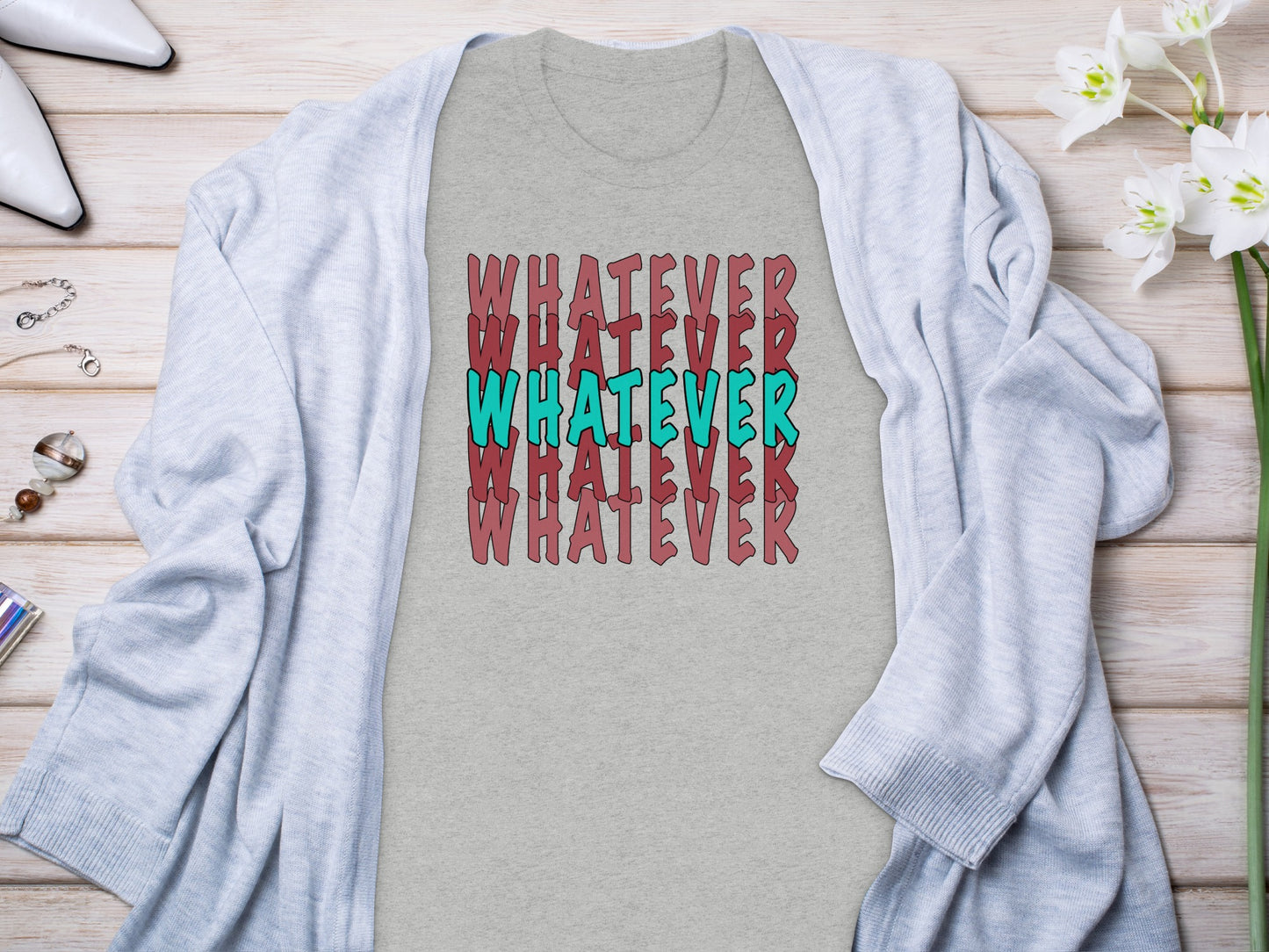 Whatever Text Graphic Tee Unique Typography Shirt