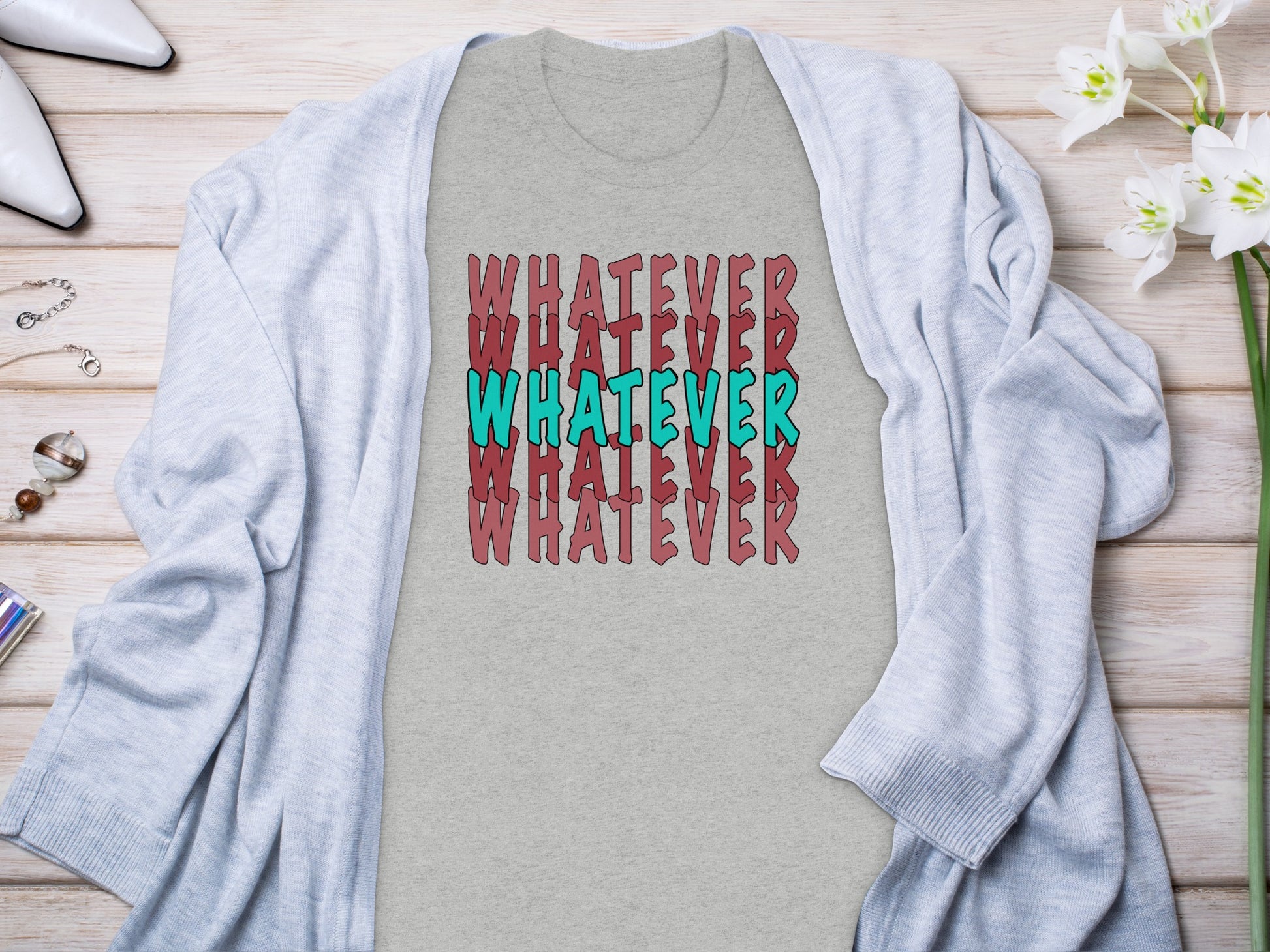 Whatever Text Graphic Tee Unique Typography Shirt
