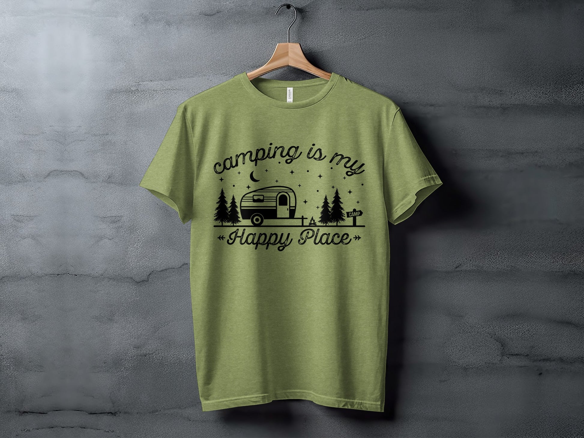 Camping Is My Happy Place Adventure Graphic T-Shirt T-Shirt - Outdoor & Adventure Collection - Mile Marker 16 Gear by Cloud 16 Clothing Co.