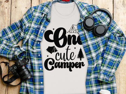 One Cute Camper Tent and Pine Tree Camping Design T-Shirt T-Shirt - Outdoor & Adventure Collection - Mile Marker 16 Gear by Cloud 16 Clothing Co.